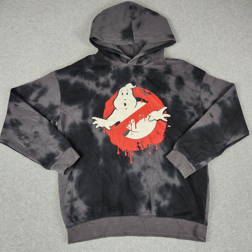 H&M Hoodie Boys 16/18 Gray Ghostbusters Tie Dye Graphic Pullover Streetwear